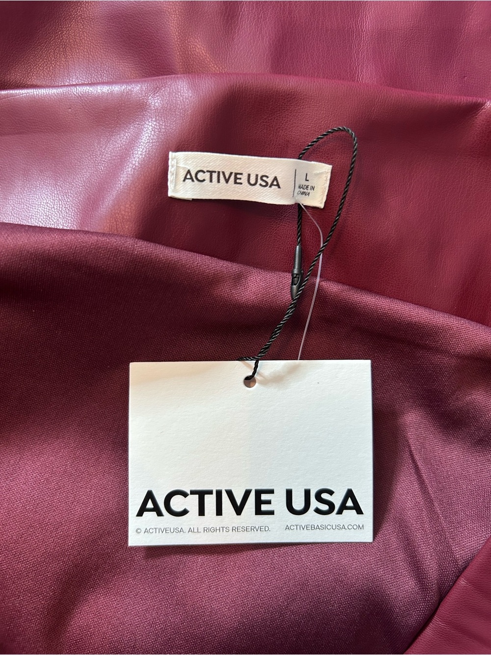 NWT Active USA One Should Faux Leather Mini Dress - Size L, Burgundy - Picture 7 of 12